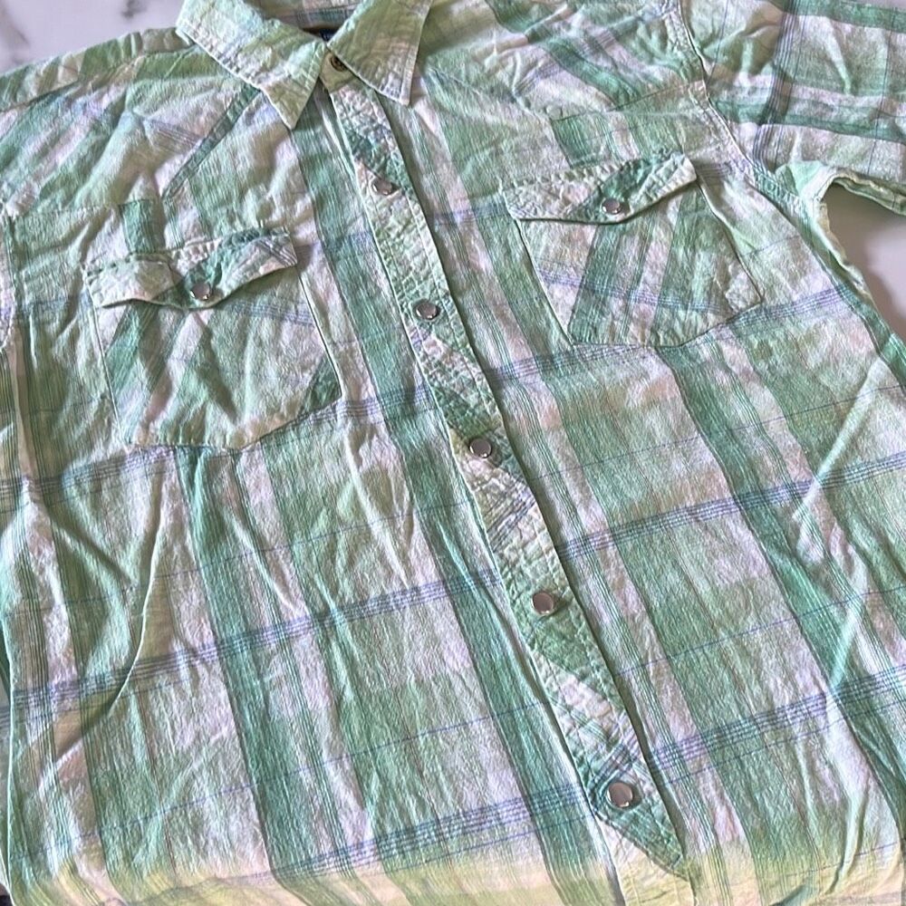 Urban Color Western Style Short Sleeve Pearl Snap Shirt Mens M